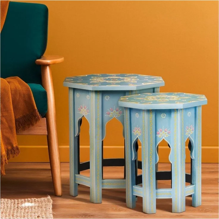 Marrakesch Orient & Mediterran Interior Beistelltisch Orientalische Beistelltisch Nachttisch Boufa Klein (1-St), Handarbeit – Bild 2