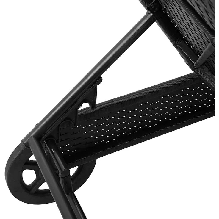vidaXL Sonnenliege mit Rollen und Auflage Schwarz Poly Rattan 4104033 – Bild 9