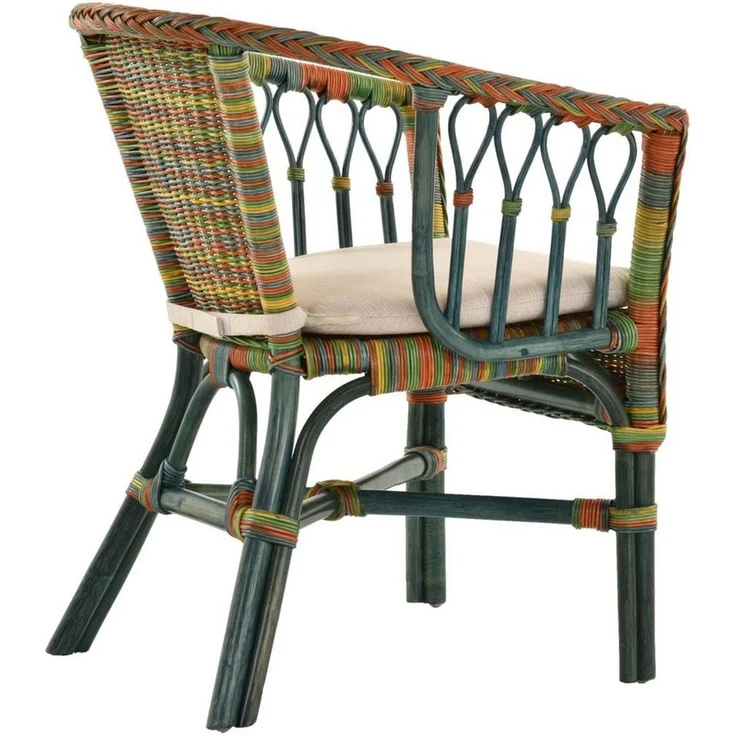 Krines Home Sessel Stapelbarer Rattansessel Bistro Sessel mit Armlehnen Flechtsessel (Sessel nach Auswahl ohne oder mit Polster), in Handarbeit geflochten, Rattanstuhl, Rattan Stuhl – Bild 3