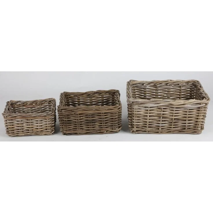 3er Set Weidenkörbe Körbe Aufbewahrung Korb Dekokorb Holzkorb geflochten 23 - 37cm – Bild 2