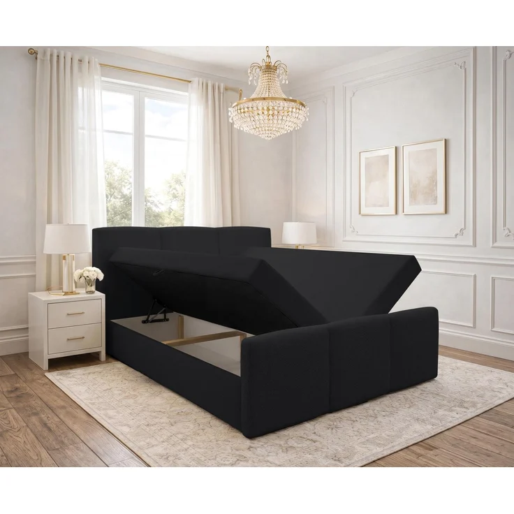 AX LIVING Boxspringbett Ankarra 180x200 cm Schwarz Bett mit Stauraum – Bild 3