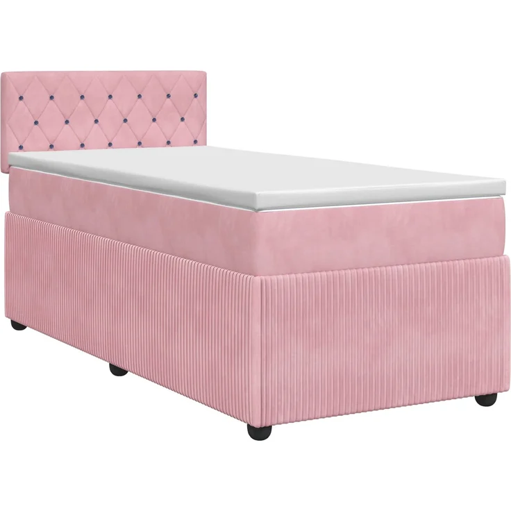 vidaXL Boxspringbett mit Matratze mit Kopfteil Rosa 90 x 190 cm Samt 3451582 – Bild 2