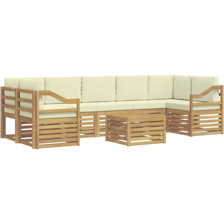 vidaXL Outdoor-Sofagarnitur 8 stk. 7-Sitzer Weiß und Creme Polyester 3391570 – Bild 2