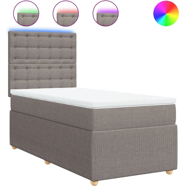 vidaXL Boxspringbett mit Matratze Taupe 100x200 cm Stoff 3294285 – Bild 2