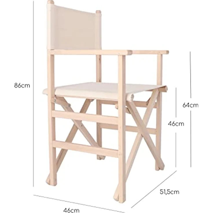 Mueblear 1001 Regie-Stuhl, mit Leinwand und unlackiertem Holz 51,5 x 46 x 86 cm Brute – Bild 4