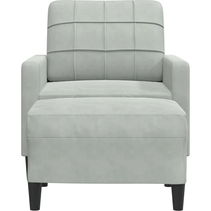 vidaXL Sessel mit Hocker Hellgrau 60 cm Samt 3278257 – Bild 2