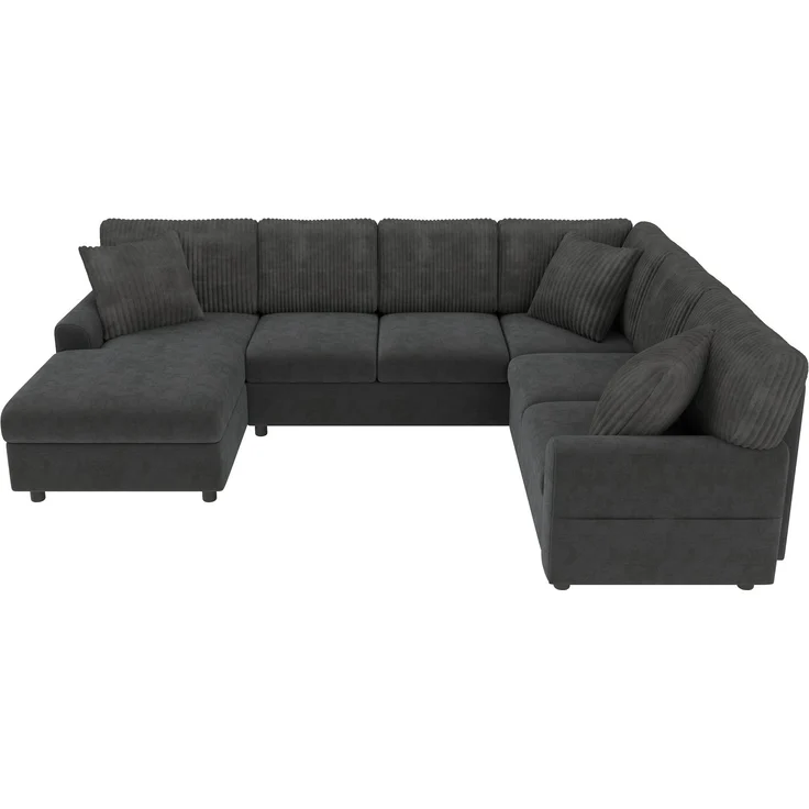 ZUBALIYA Modulare Wohnlandschaft, mit USB-C-Anschluss, H 83 × T 196 × B 249 cm, Grau, Chenille / Cord – Bild 14