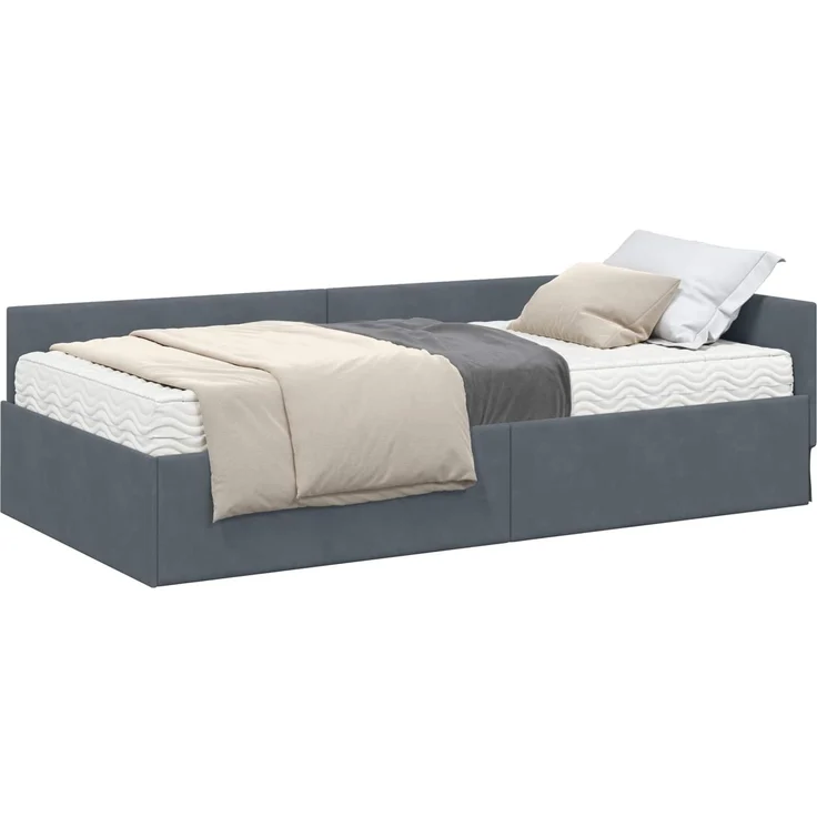 vidaXL Eckbettgestell mit Matratze Sonstiges 2 pcs Grau Samt 3393635 – Bild 2