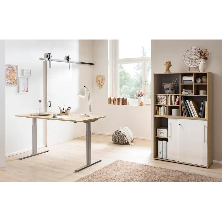 Schildmeyer Antero 701870 Schreibtisch höhenverstellbar, Eiche hell Dekor, 160 x 75 x 71-121 cm – Bild 2