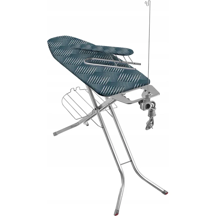 KADAX Bügelbrett 120x38 cm breit, Oberseite mit Steckdose + Handtuch mit Ablage – Bild 4