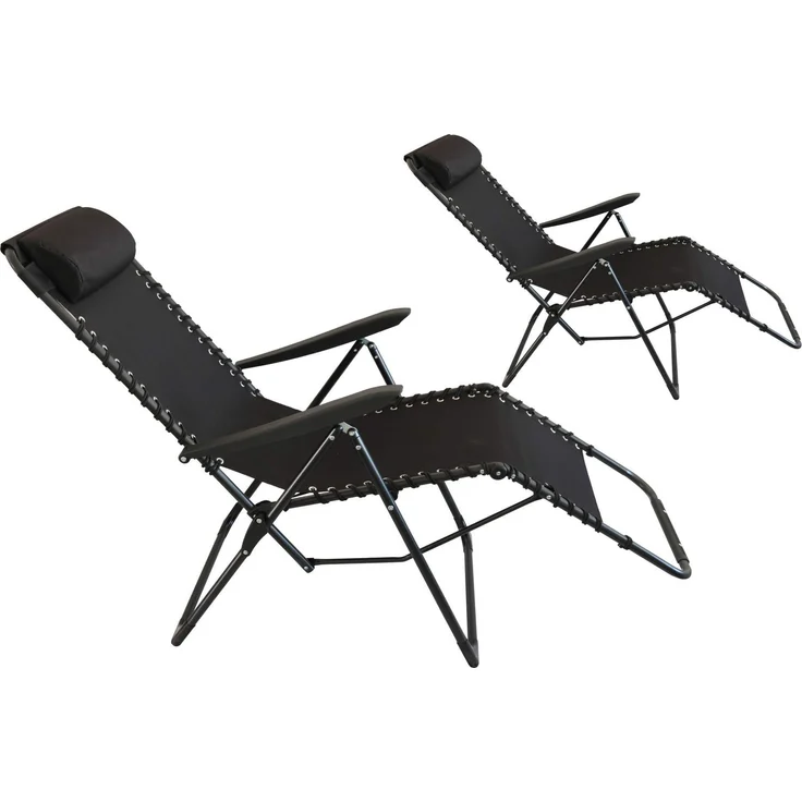 Kynast 2 x Garten Relax Liegestuhl Kopfkissen Black Klappstuhl mit Kopfpolster – Bild 3