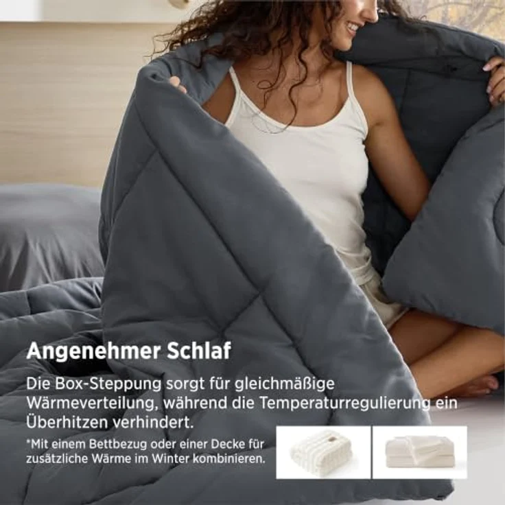 BEDSURE Bettdecke Ohne Bezug 135x200-2er Set Bettdecken mit Bezug | Bettdecke 135x200 für Allergiker, Waschbare 4 Jahreszeiten Bettdecken, Oeko-TEX Ganzjahresdecke, Warm & Gemütlich, Grau – Bild 4