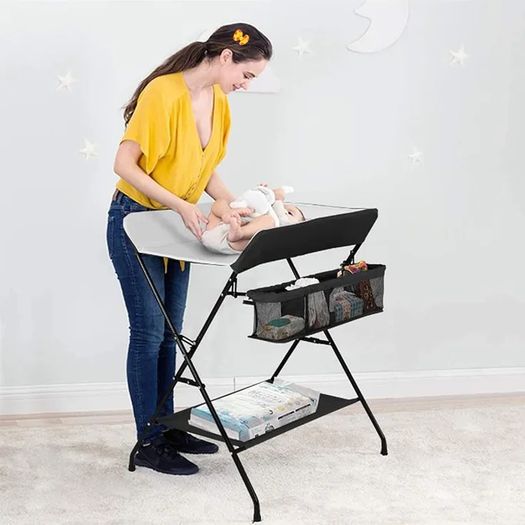 Wickeltisch und Badewanne 2-in-1 für Babys - Von Geburt bis 12 Monate (bis zu 25 kg) - Faltbar und Tragbar (Grau)