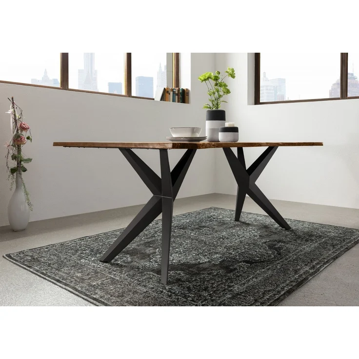 Baumtisch Akazie 220x100x76 natur lackiert Beine anthrazit matt FREEFORM 4 #49 – Bild 4