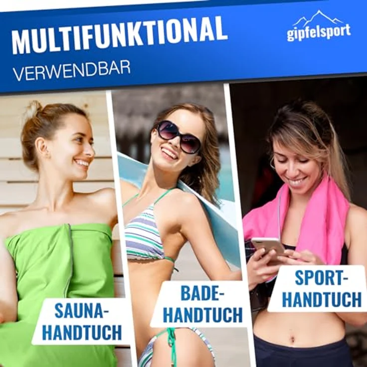 gipfelsport Mikrofaser Handtuch Set - für Sauna, Fitness, Sport I Strandtuch, Sporthandtuch I Grün XL: 180x80 – Bild 3