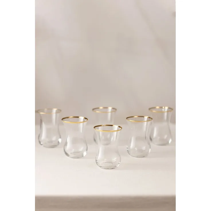 Hermia Concept 'Pure - Gold' Teegläser-Set (6-teilig), Gold, 6,6 x 6,6 x 7,7 cm, 120 ml