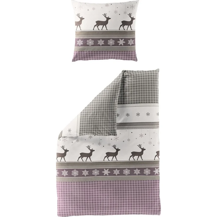 BIERBAUM Bettwäsche Wichtel, Biber, 2 teilig, 100 % Baumwolle, Biber, unterschiedliche Weihnachts-Designs – Bild 5