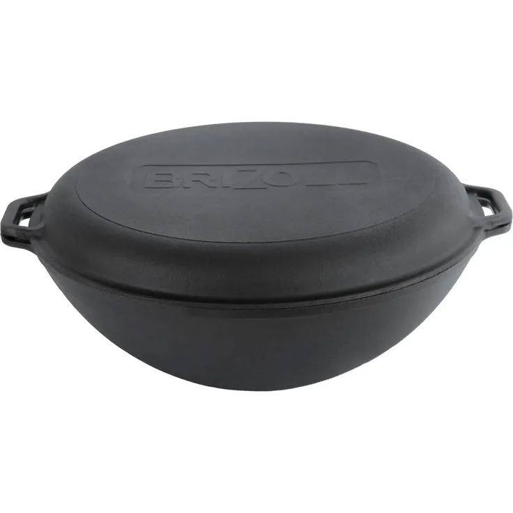Ø36 cm Wok Gusseisen Kazan 8 L Deckel-Bratpfanne Campingtopf Kochtopf für alle Herdarten geeignet