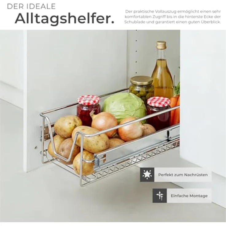 TecTake Teleskopschublade für 50cm Schrank Küchenschublade Schlafzimmer – Bild 6