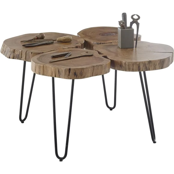 Beistelltisch >Caspar Mini< in Akazie aus Massivholz,Metall - 78x56x72cm (BxHxT)