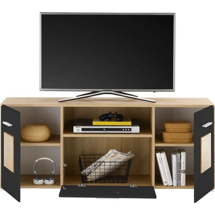 Lowboard >Georgia< in Eiche Artisan Nachbildung - 140x58x38cm (BxHxT) – Bild 3