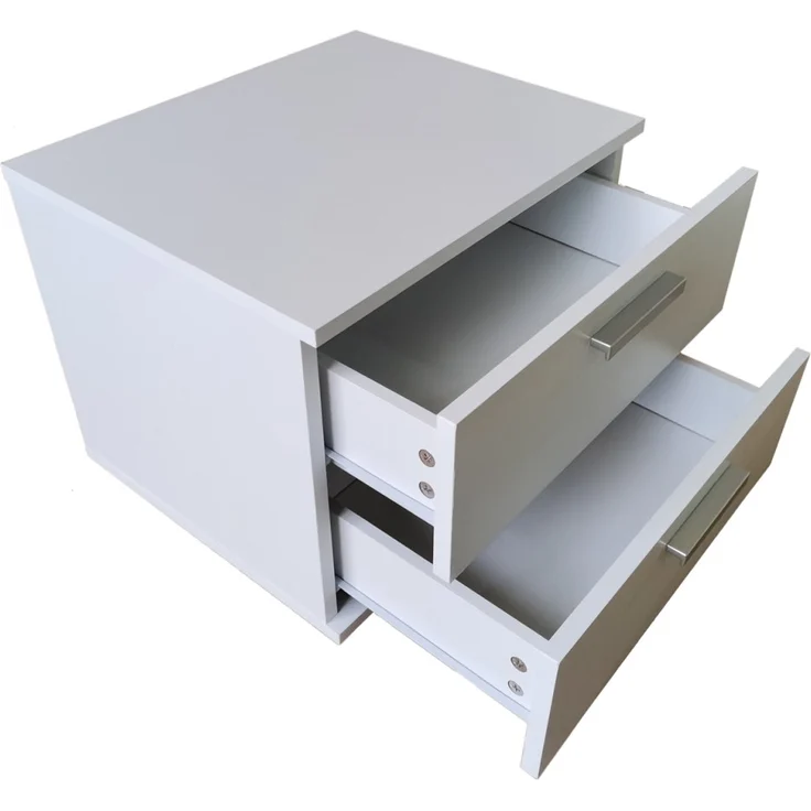 HTI-Living Nachtkommode Nachtschrank Weiß mit 2 Schubladen Nina (Stück, 1 St, 1 Nachtschrank), Nachttisch Nachtkommode Nachtkonsole – Bild 4