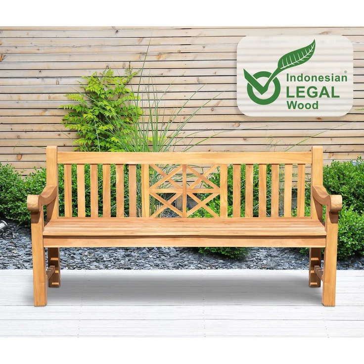 Gartenbank Teakbank VUZAR - Holz Teak 180x72x92 cm | Holzbank 180 Cm Gartenbank Sitzbank Mit Lehne Wetterfest Bank Garten Terrasse – Bild 6