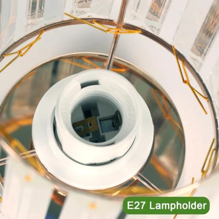 Goeco Deckenleuchte Kristall, E27 Fassung Ø13CM Moderne Deckenlampe mit Zylindrischem Kristallschirm, Eleganter Lampen Deckenleuchtung für Wohnzimmer Schlafzimmer Flur, Gold (ohne Leuchtmittel) – Bild 5
