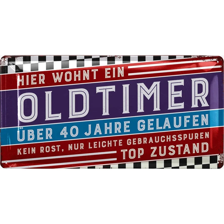 LANOLU Blechschild Oldtimer 40 Jahre - 17x34cm – Metall – Mehrfarbig – 17117 – Bild 1