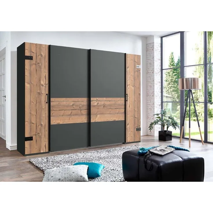 Schwebetürenschrank STOCKHOLM silver fir graphit 270 cm