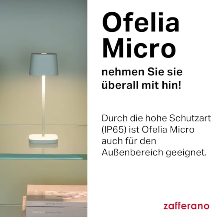 Zafferano, Ofelia Micro Lampe, Kabellose, Wiederaufladbare Tischlampe mit Touch Control, Auch für den Außenbereich Geeignet, Dimmer, 2200-3000 K, Höhe 20 cm, Farbe Corten – Bild 5