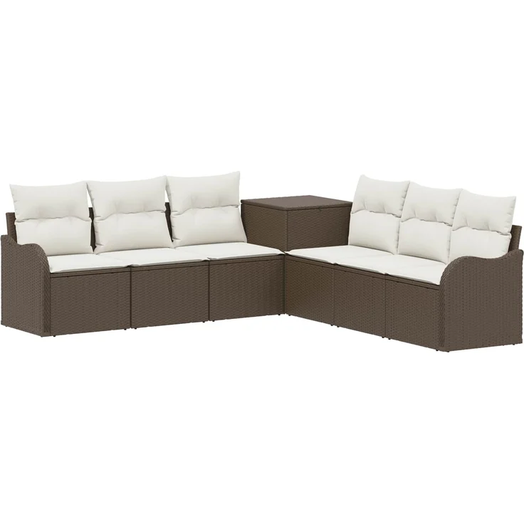 vidaXL Sofa Set 7 stk. Braun und Creme Weiß Polyrattan und Stahl 3448680 – Bild 2