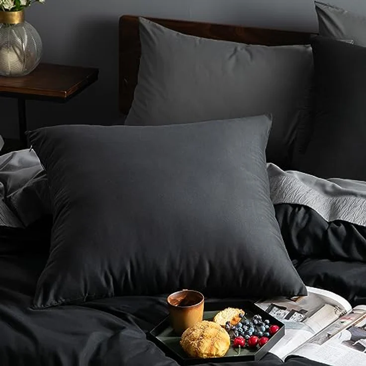 BEDSURE Bettwäsche 135x200 2teilig Schwarz - Bettwäsche Schwarz 1 Bettbezug 135x200 cm + 1 Kissenbezug 80X80 cm, ÖKO-TEX Bettwäsche-Sets Polyester Mikrofaser mit Reißverschluss – Bild 10