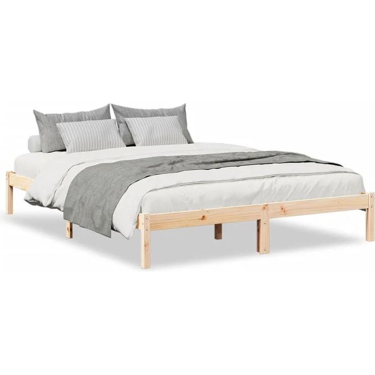 vidaXL Massivholzbett Extra Lang ohne Matratze 140x210 Kiefernholz 852406 – Bild 2