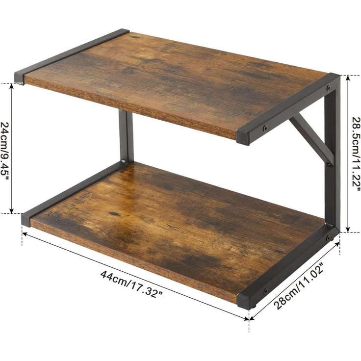 IBUYKE Under Desk Printer Stand 2 Tier Mobile Organizer Shelf 4 Wheels Rustic – Bild 5