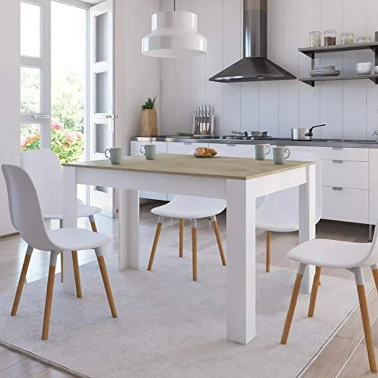 BAKAJI Tisch für Esszimmer, Küche, rechteckig, modernes Design, aus MDF-Holz, Melamin-Finish, Maße: 20 x 80 x 74 cm – Bild 2