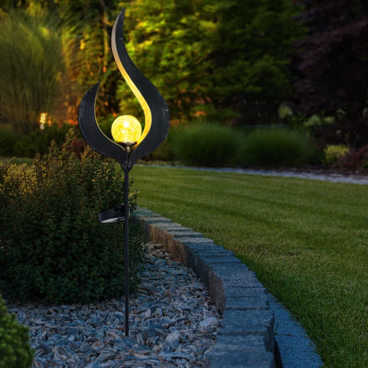 2x LED Solarleuchte, Flammen Design, bronze, klar, H 90 cm – Bild 5