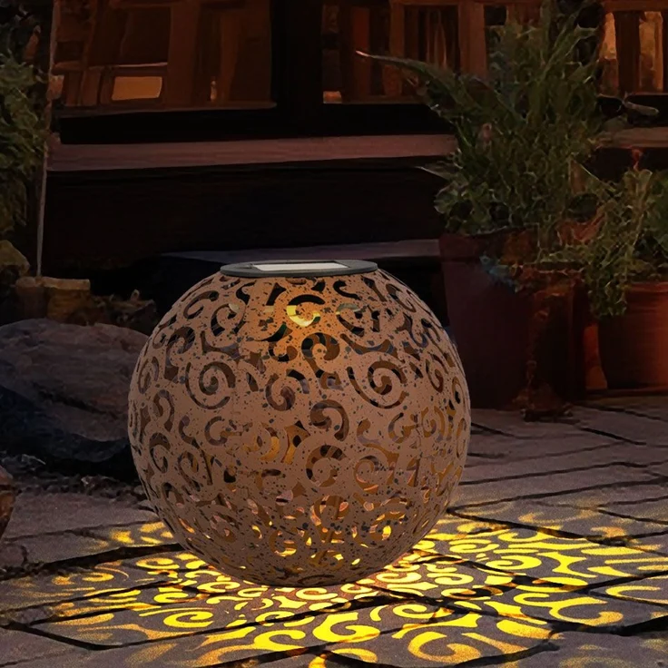 LED Solarleuchte, Dekorgeflecht-Kugel, Höhe 54 cm – Bild 3
