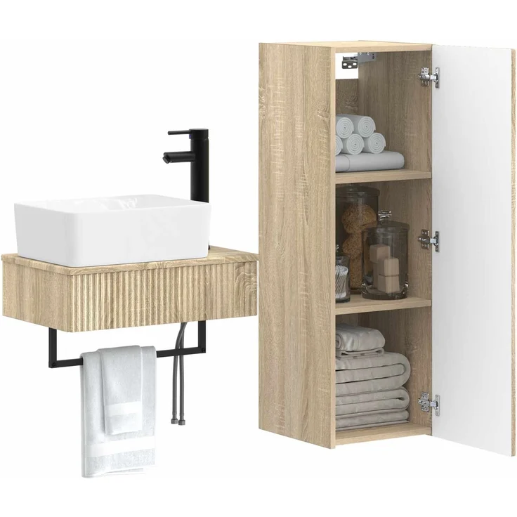 vidaXL Badezimmerschrank-Set 2 stk. Sonoma-Eiche 33 x 34,5 x 100 cm 3406105 – Bild 3