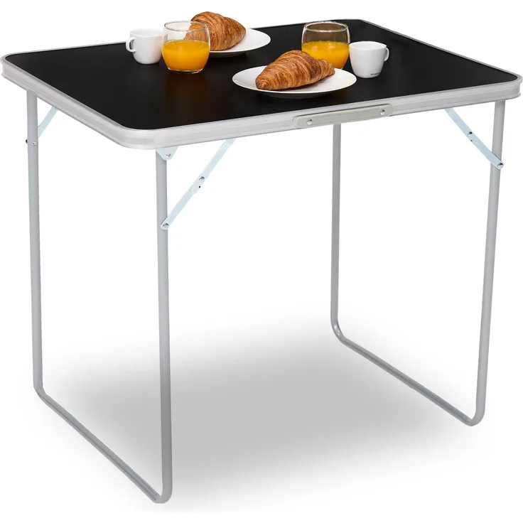 Brixy Campingtisch - klappbar - Gartentisch - 80x60x70 cm - Außen/Innen - Tragegriff - Kompakt - Aluminium - Schwarz
