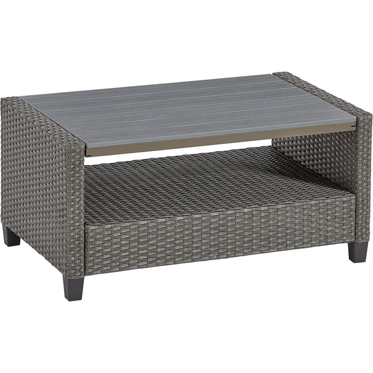 KONIFERA Gartenlounge-Set Cordoba, (Set, 11-tlg, 2x Bank, 1x Sessel, 1x Tisch 90x55x43cm, inkl. Auflagen), Polyratten, Stahl, Tischplatte aus Nonwood, geeignet für 4 Personen – Bild 2