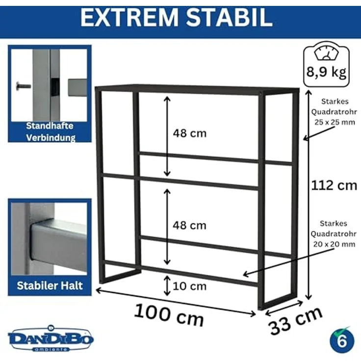 DanDiBo Getränkekistenregal 6 Kisten mit Ablage Metall Stabil 96435 100 cm Getränkekistenhalter Getränkekistenständer – Bild 2
