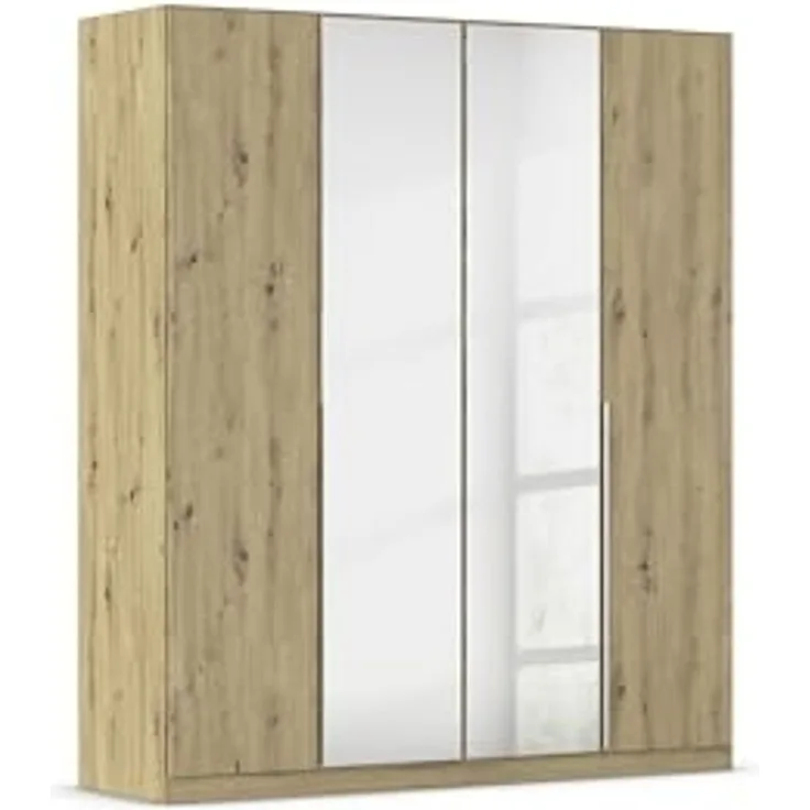 Rauch Möbel Alabama, Kleiderschrank für Schlafzimmer, Kinderzimmer, Wohnzimmer, Garderobe, Flur, 4-türig, Spiegel, mit Zubehör Classic, Farbe Eiche Artisan, Holz, Breite 181 cm