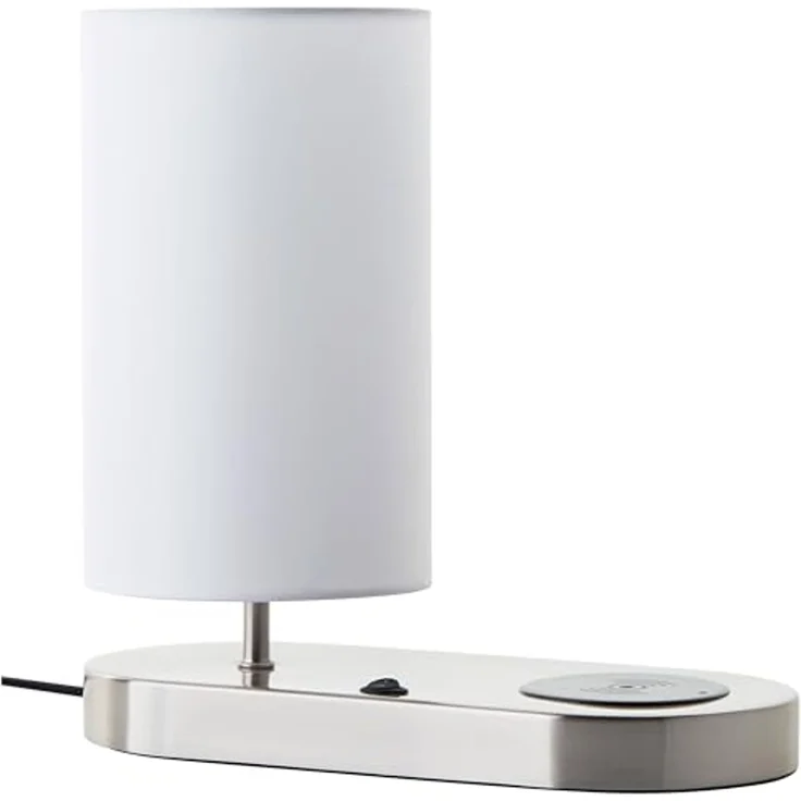 Brilliant Tischleuchte Clarie 60091/75 Schlafzimmer, Wohnzimmer, Flur Metall/Textil Indoor weiß/eisen - ohne Leuchtmittel – Bild 2