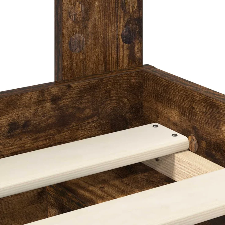 vidaXL Bettrahmen Geräucherte Eiche 140 x 190 cm Massives Kiefernholz 3411014 – Bild 9