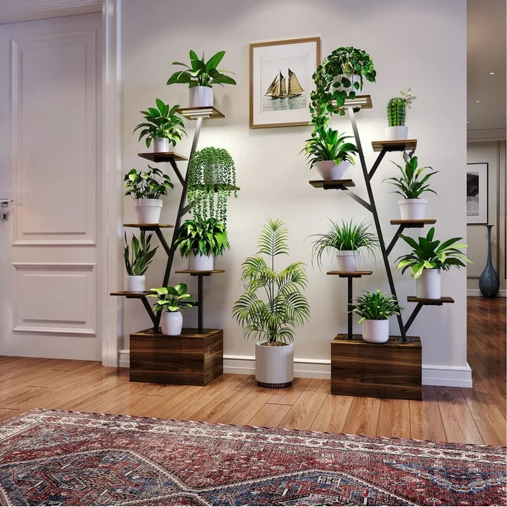 FUROKOY Blumenständer Pflanzenständer Pflanzenregal Blumenregal Outdoor Indoor, 6 Etagen, 2-teiliges Set, für Balkon Deko Garten Wohnzimmer