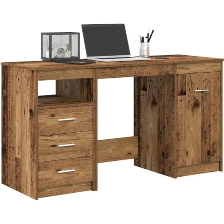 vidaXL Schreibtisch mit Unterschrank Altholz Holzwerkstoff 3328551 – Bild 2
