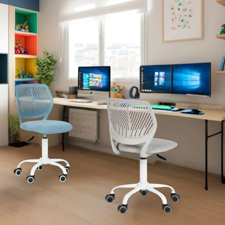 FurnitureR Bunter Schreibtischstuhl, moderner höhenverstellbarer Computerstuhl ohne Armlehnen, ergonomischer Drehstuhl für Kinderzimmer und Home Office – Bild 5