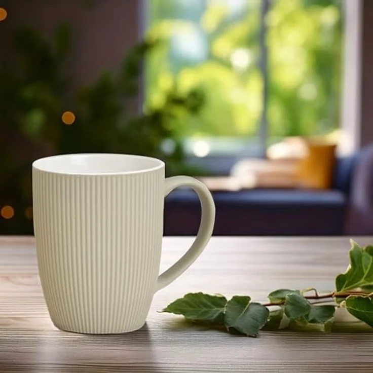 matches21 HOME & HOBBY Tasse Kaffeetassen 4er Set einfarbig gerippt Pastellfarben Rillen, 4-tlg, Keramik, Tee Kaffee-Becher, modern, orange beige creme grün, 300 ml – Bild 3