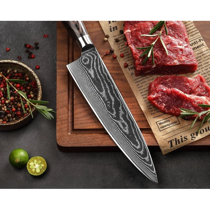 Wakoli Messer-Set EDIB Essentials 2er Set Damast Chefmesser I 13 und 20 cm I Pakkaholzgr (Damastmesser mit Geschenkbox, 2-tlg), 67 Lagen Damaststahl, VG-10 Stahlkern – Bild 2